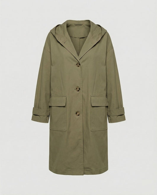 Annika | Damen Langer Wasserabweisender Windproof Trench Coat mit Kapuze