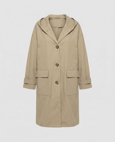 Annika | Damen Langer Wasserabweisender Windproof Trench Coat mit Kapuze