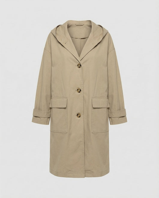 Annika | Damen Langer Wasserabweisender Windproof Trench Coat mit Kapuze