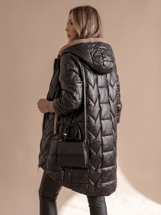 Johanna | Damen Langer Wintermantel mit Kapuze Warm Gefüttert