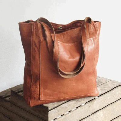 Elfriede | Damen Leder Tote Bag Geräumige Klassische Schultertasche