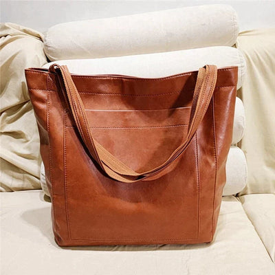 Elfriede | Damen Leder Tote Bag Geräumige Klassische Schultertasche