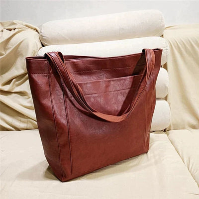 Elfriede | Damen Leder Tote Bag Geräumige Klassische Schultertasche