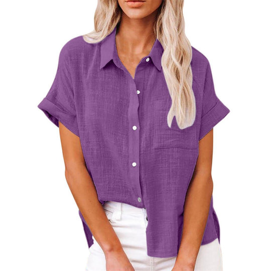 Leonie | Damen Leichte Kurzarm Brusttaschen Hemdbluse