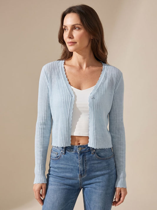 Annika | Damen Leichter Sommer-Strick-Cardigan mit V-Ausschnitt