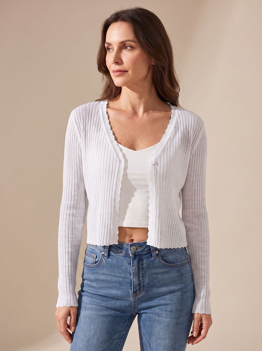 Annika | Damen Leichter Sommer-Strick-Cardigan mit V-Ausschnitt