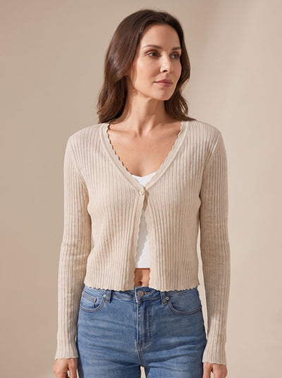 Annika | Damen Leichter Sommer-Strick-Cardigan mit V-Ausschnitt