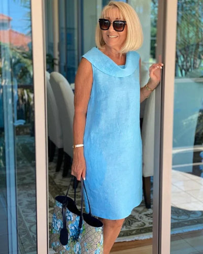 Hannah | Damen Leichtes Ärmeloses Sommerkleid Weitem Ausschnitt