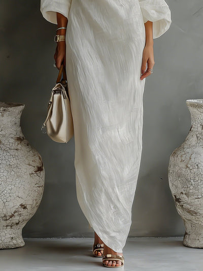 Lena | Damen Leinen-Baumwoll One-Shoulder Maxi Kleid