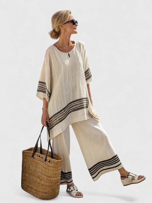 Johanna | Damen Leinen-Mix Oversize Zweiteiler Set