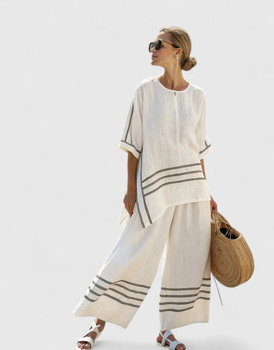 Johanna | Damen Leinen-Mix Oversize Zweiteiler Set