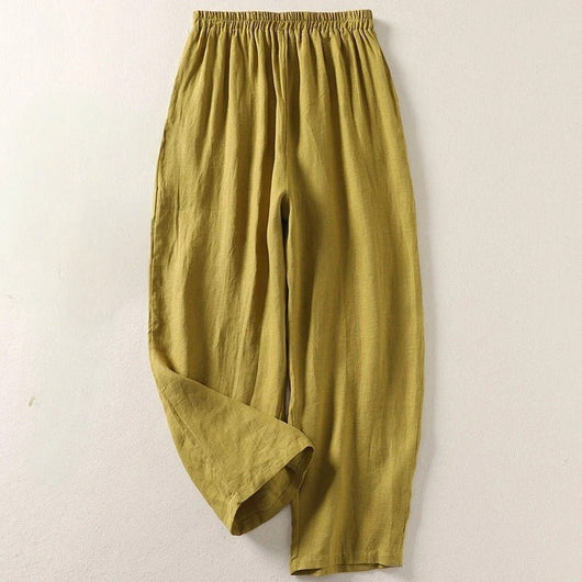Hannah | Damen Leinen Relaxed-Fit Elastikbund Hose