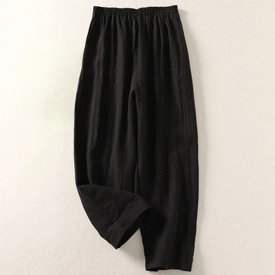 Hannah | Damen Leinen Relaxed-Fit Elastikbund Hose
