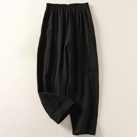 Hannah | Damen Leinen Relaxed-Fit Elastikbund Hose