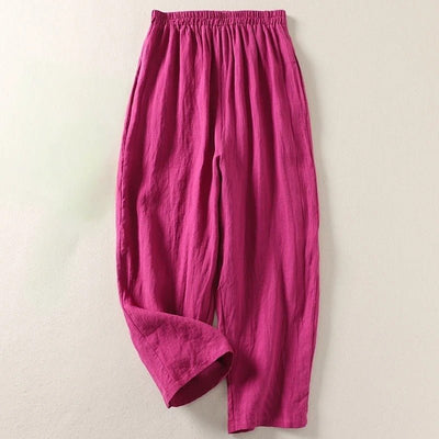 Hannah | Damen Leinen Relaxed-Fit Elastikbund Hose