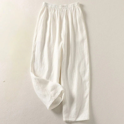 Hannah | Damen Leinen Relaxed-Fit Elastikbund Hose