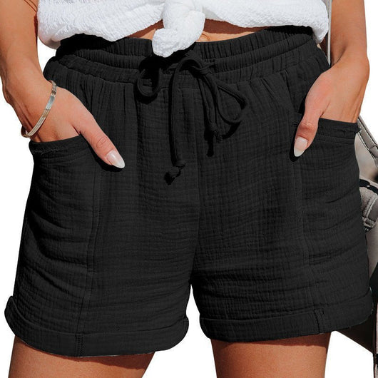 Elisabeth | Damen Leinen-Shorts Entspannt Kordelzug Seitentaschen