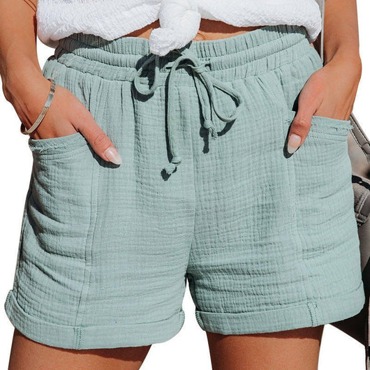 Elisabeth | Damen Leinen-Shorts Entspannt Kordelzug Seitentaschen