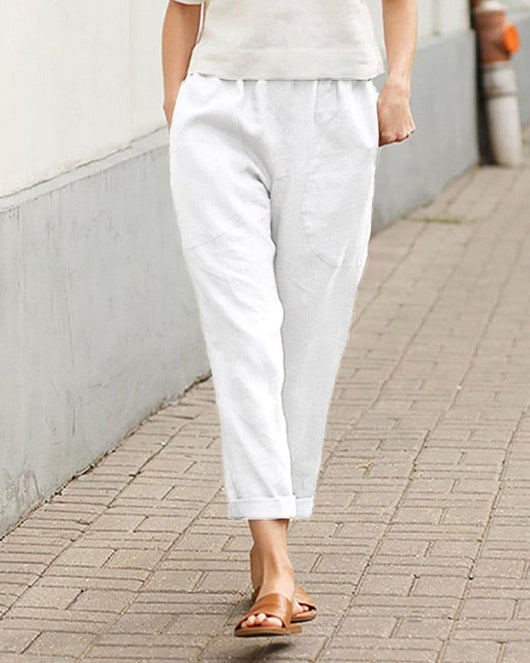 Johanna | Damen Linnen-Baumwoll Relaxed-Fit Harem Hose