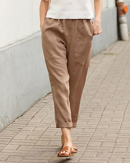 Johanna | Damen Linnen-Baumwoll Relaxed-Fit Harem Hose