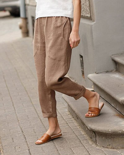 Johanna | Damen Linnen-Baumwoll Relaxed-Fit Harem Hose