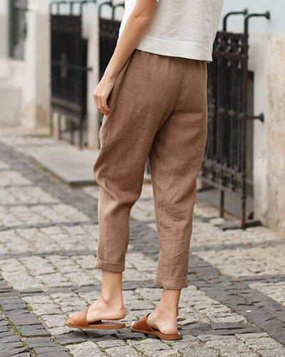 Johanna | Damen Linnen-Baumwoll Relaxed-Fit Harem Hose