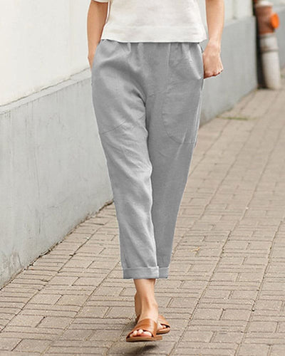 Johanna | Damen Linnen-Baumwoll Relaxed-Fit Harem Hose