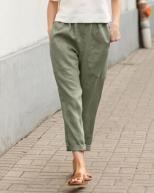 Johanna | Damen Linnen-Baumwoll Relaxed-Fit Harem Hose