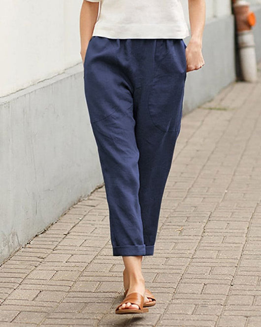 Johanna | Damen Linnen-Baumwoll Relaxed-Fit Harem Hose