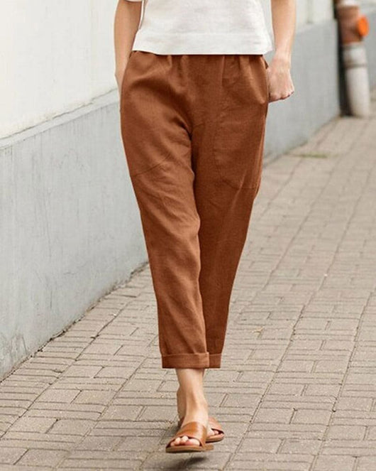 Johanna | Damen Linnen-Baumwoll Relaxed-Fit Harem Hose
