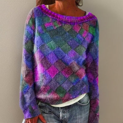 Emilia | Damen Locker Sitzender Rautenmuster Knit Sweater