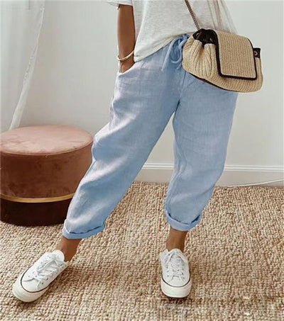 Sophie | Damen Lockere Bindeband-Sommerhose mit Abstraktem Druck