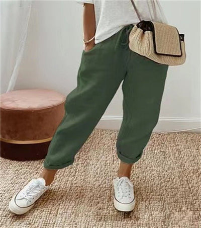 Sophie | Damen Lockere Bindeband-Sommerhose mit Abstraktem Druck