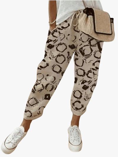 Sophie | Damen Lockere Bindeband-Sommerhose mit Abstraktem Druck