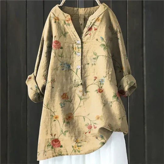 Clara | Damen Lockere Luftige Blumen Tunika Bluse