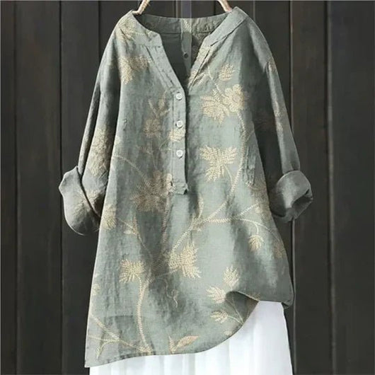 Clara | Damen Lockere Luftige Blumen Tunika Bluse