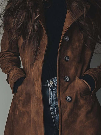 Luisa | Damen Longline Zweireihiger Tailored Trench Coat