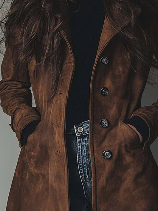 Luisa | Damen Longline Zweireihiger Tailored Trench Coat