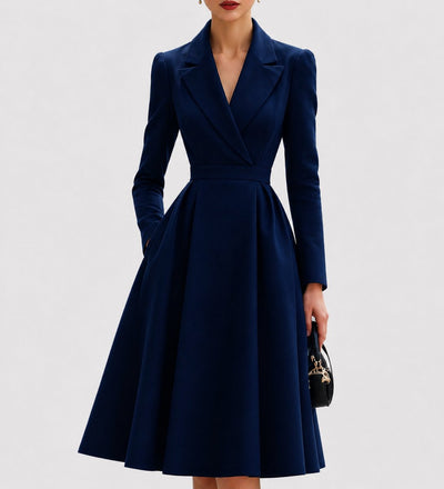 Nora | Damen Mantelkleid tailliert geschnitten elegante Formal Dresses Midi