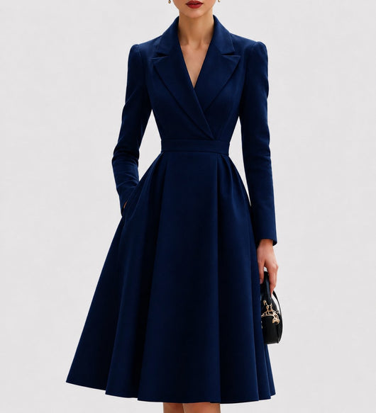 Nora | Damen Mantelkleid tailliert geschnitten elegante Formal Dresses Midi