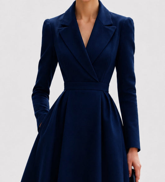 Nora | Damen Mantelkleid tailliert geschnitten elegante Formal Dresses Midi