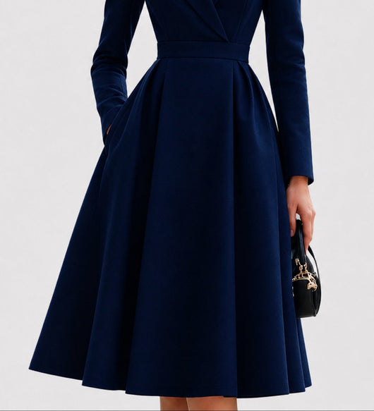 Nora | Damen Mantelkleid tailliert geschnitten elegante Formal Dresses Midi