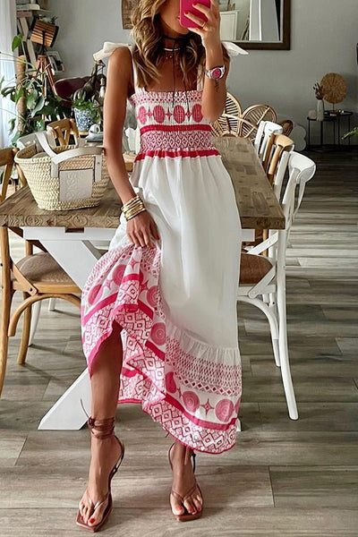 Lena | Damen Maxi-Sommerkleid mit Schnürung und eckigem Ausschnitt