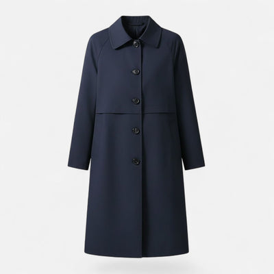 Clara | Damen Midi Wollmix Trench Coat mit Doppelknopfleiste
