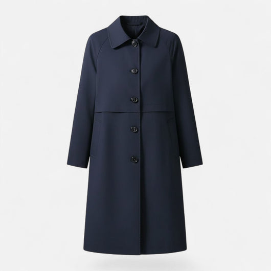 Clara | Damen Midi Wollmix Trench Coat mit Doppelknopfleiste