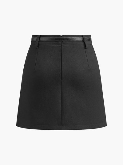 Elfriede | Damen Mini Rock Taillengürtel Reißverschluss