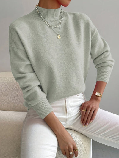 Elisabeth | Damen Mock-Turtleneck Langarm Relaxed-Fit Sweater