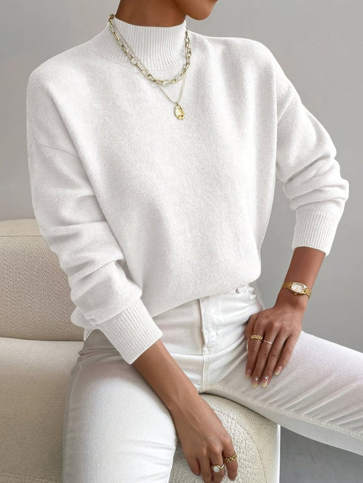 Elisabeth | Damen Mock-Turtleneck Langarm Relaxed-Fit Sweater
