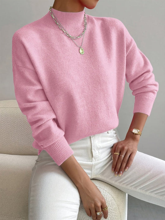 Elisabeth | Damen Mock-Turtleneck Langarm Relaxed-Fit Sweater