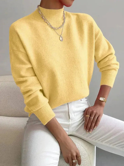 Elisabeth | Damen Mock-Turtleneck Langarm Relaxed-Fit Sweater